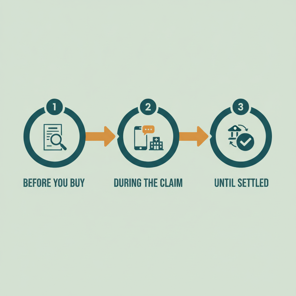 Our three-stage claim support journey: before you buy, during the claim, until settled